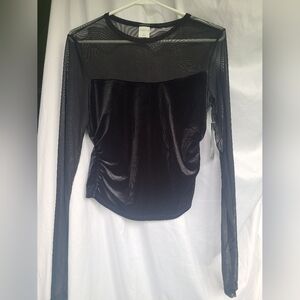 NWT Wild Fable Mesh Black Shirt Long Sleeve
